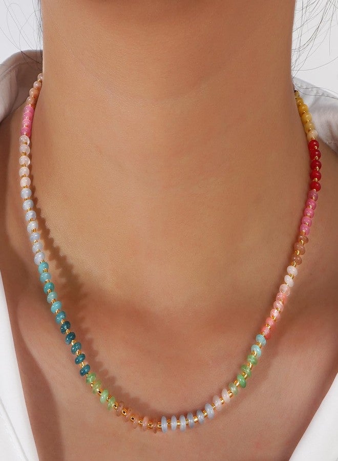 MarveBard Colorful Beaded Gemstone Bohemian Bead Choker Y2k Necklace Natural Stone Surfer Beach Summer Beach Jewelry for Women and Men - Image 3